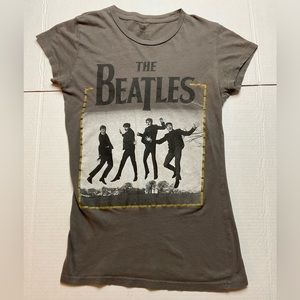 The Beatles Junior Womens S (3-5) gray graphic fitted tee t-shirt fan shirt